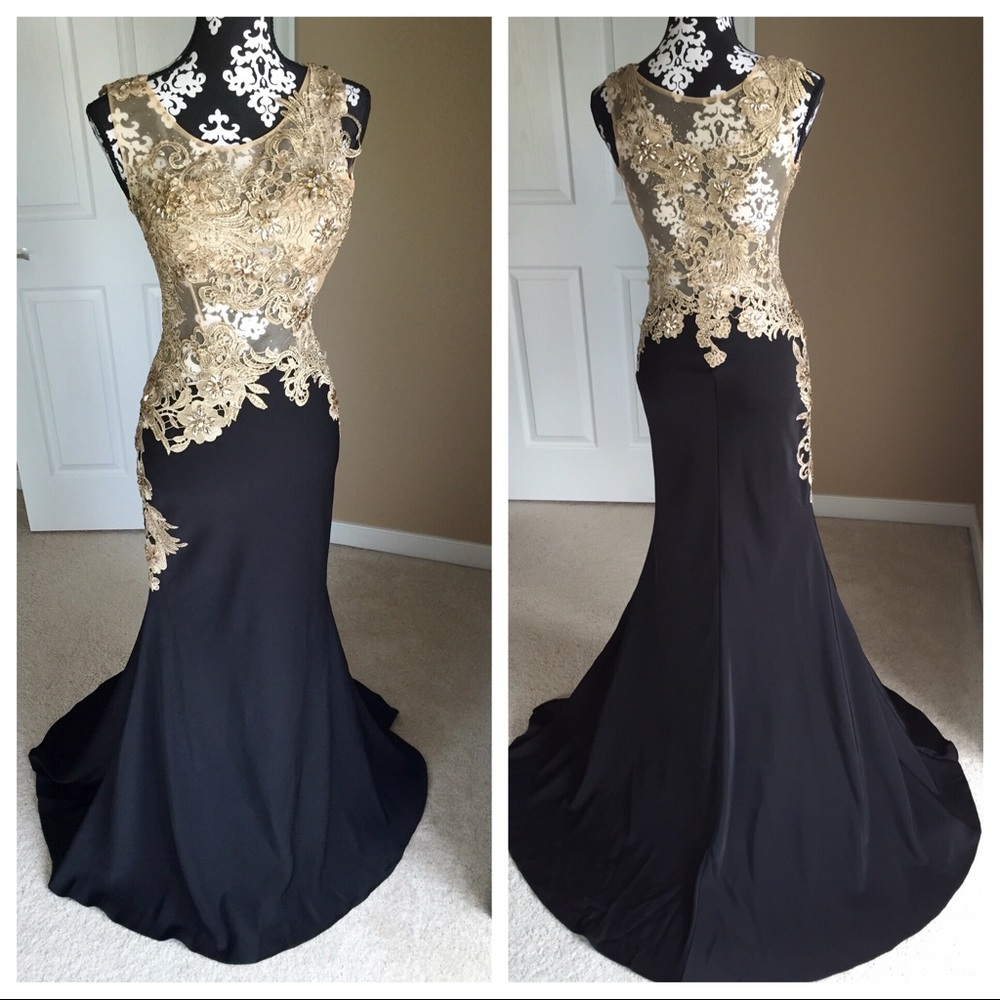 Brand New Black & Gold Formal Gown